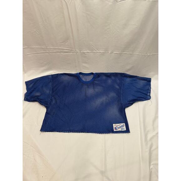 Champion Vintage Navy Blue Mesh Crop Football Jersey XL - Picture 3 of 7